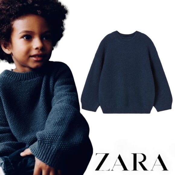 ZARA Kids | Navy | RICE STITCH SWEATER - Picture 1 of 7